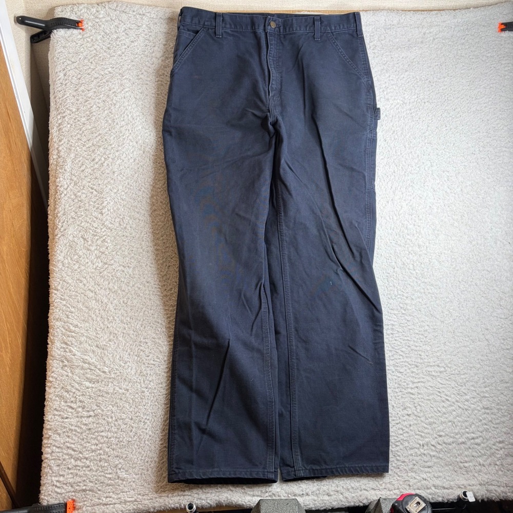 Carhartt B11 MDT Original Dungaree Fit Washed Duck Work Pants Navy 38x34 (36x33) - Picture 3 of 9